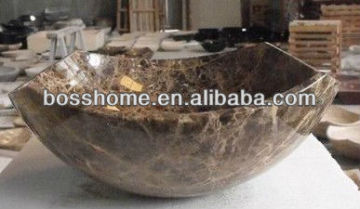 Dark emperador arc vessel sink marble stone