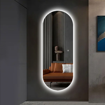LED Illuminated Luxury Beauty Beauty Salon Mirrors: Desain Lengkungan Gaya Runway Bulat dengan Pencahayaan Latar