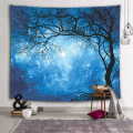 Galaxy Tapestry Wall Hanging Stars Blue Sky Wall Tapestry Tree Night Sky Wall Art for Bedroom Home Dorm Decor