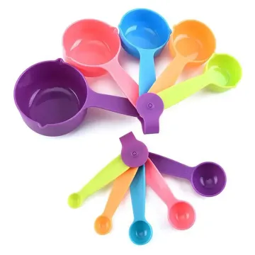 Multi Color Thick Plastic 10-Piece Measuring Cups and Spoons Set