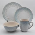 مجموعات أدوات المائدة الزرقاء Stoneware ، مجموعة أدوات مدينات Glaze Stoneware