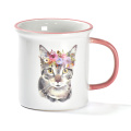 Copa de café caneca de animal fofo com aro colorido