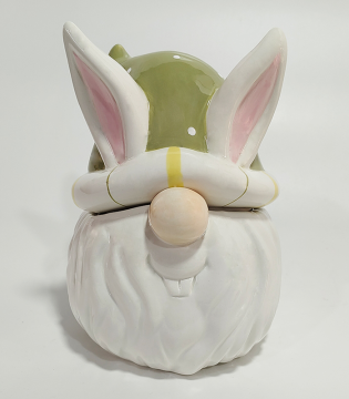 Green Clover Print Large Bunny Resin Storage Canister