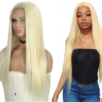 FZY Wholesale Price Good Omens Cosplay Blonde 613 color silk straight Synthetic hair Wigs with lace front  Vendor