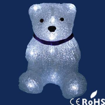 LED Acrylic Lights, Bear Shape, Operated by 3 x AA Batteries