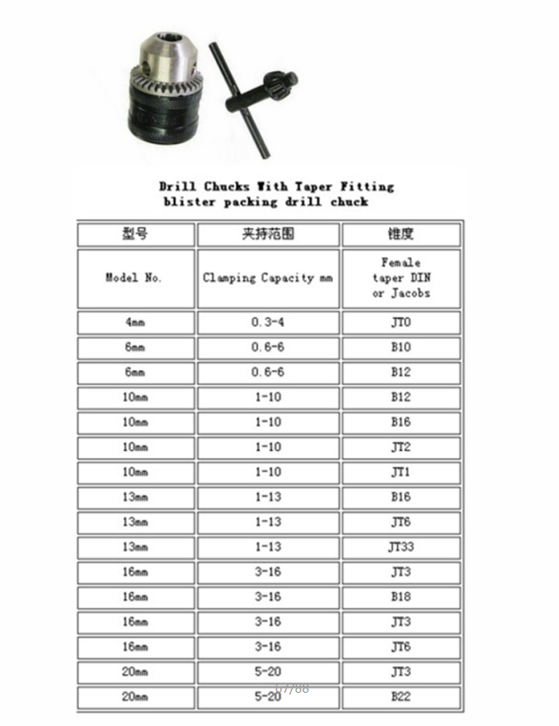 KEY TAPE DRILL CHUCK