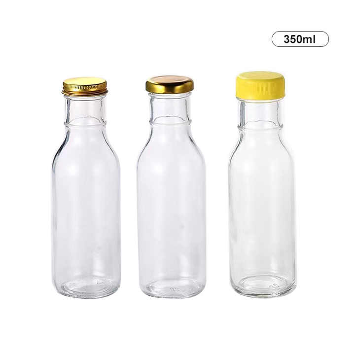 Fruit juice sauce glass bottle with metal lid