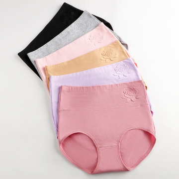 Sustainable 100% Pure Cotton Solid Color Breathable Embossed Printing Underwear