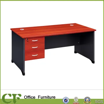 Cherry color office desk with 3 hanging drawers