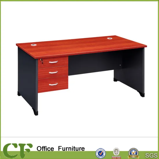 Cherry color office desk with 3 hanging drawers