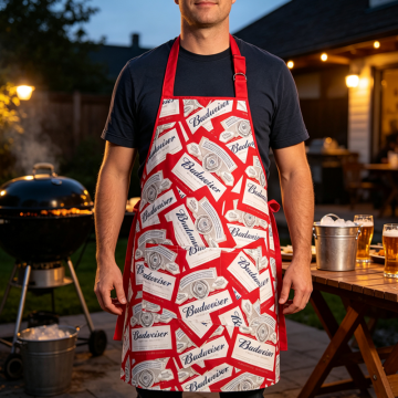 Red Brand‑Print Outdoor Barbecue Casual Apron