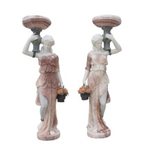 Baroque Style Human Size Marble Statues Pair