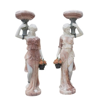 Baroque Style Human Size Marble Statues Pair