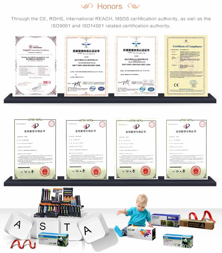 ASTA Toner Cartridge Certificate