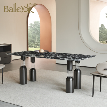 High-Quality Luxury Marble Dining Table and Acrylic Nordic Modern Chairs for Restaurants