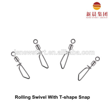 Copper material Rolling Swivel with T-shape snap,fishing swivel