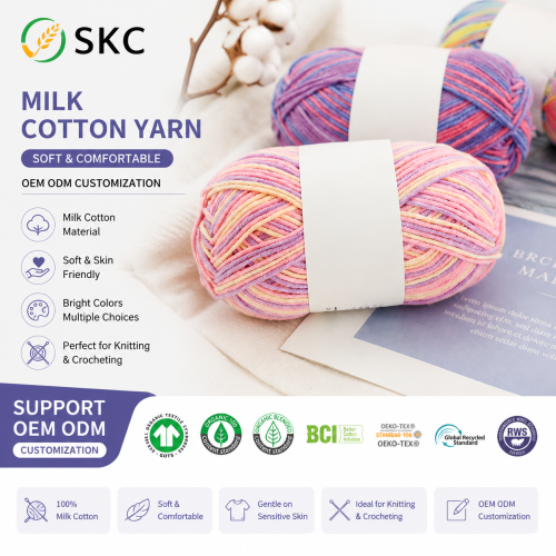 OEM ODM Çevre Dostu Yüksek Mukavemetli Aşınmaya Dayanıklı Fantezi Boyalı Süper Yumuşak duygu Halkası El için Bükülmüş Pamuk Karışımı İplik