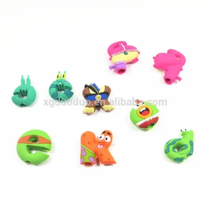 Cartoon customized pen topper/ rubber letter pencil topper/ PVC pencil topper