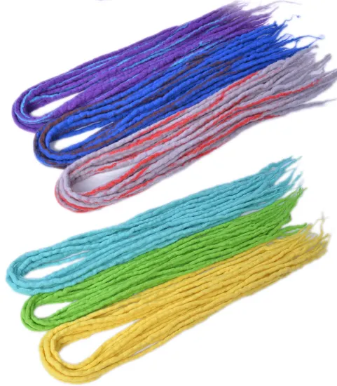Nature Look Afro Handmade Soft Dead lock Hair Ombre Color Nepal Felted Wool Synthetic Dreadlocks Crochet Hair Braid Extensions