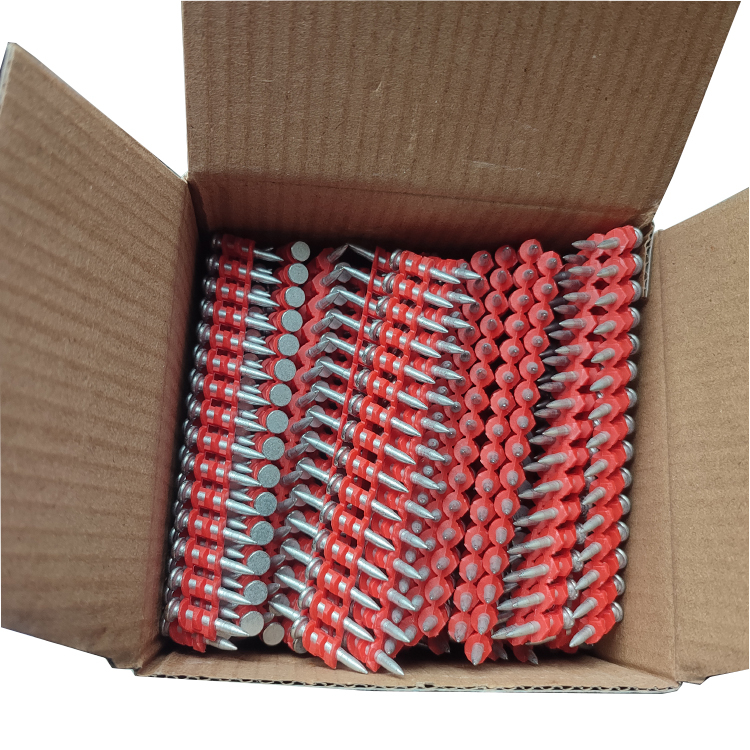 Red shrink rod tipped 21° oblique row nails
