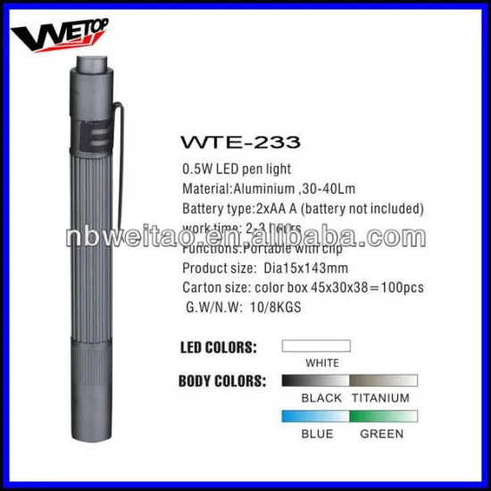 0.5W LED pen light with clip