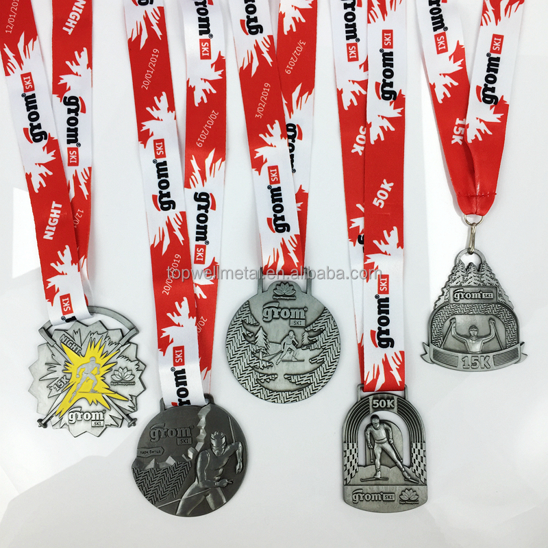 Design logotipo em branco Medalhas Maratona de esmalte personalizada Running Sports Medals