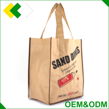 customized luxury elegant waterproof wine bottle bag gift non woven packing fabric tote wine paper bag