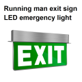 Recessed running man exit sign
