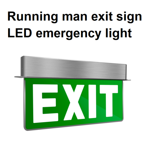 Recessed running man exit sign