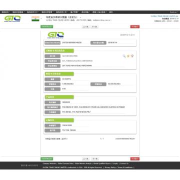 PVC Resina India Importar datos de importación