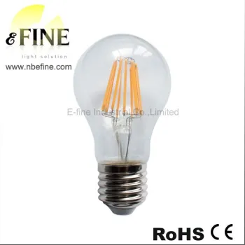 glass shape COB led filament light A60 6W CE ROHS