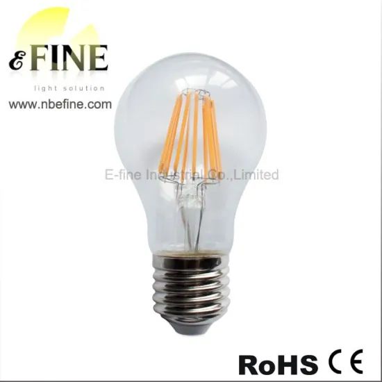 Clear A19 glass shape 8W filament led light bulb