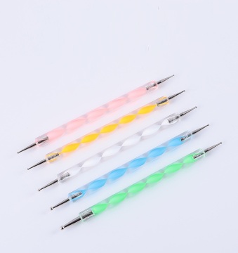 Kit professionnel de nail art: stylo à ongles à double tête de 5pcs avec outils de ramassage en strass pour manucures et ongles en acrylique