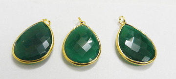 925 Sterling Silver Green Onyx Bezel setted Pendant