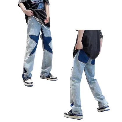 Popular Men's Star Washed Jeans for Hip Hop Trends