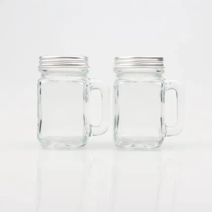 2oz mini glass mason jar with handle