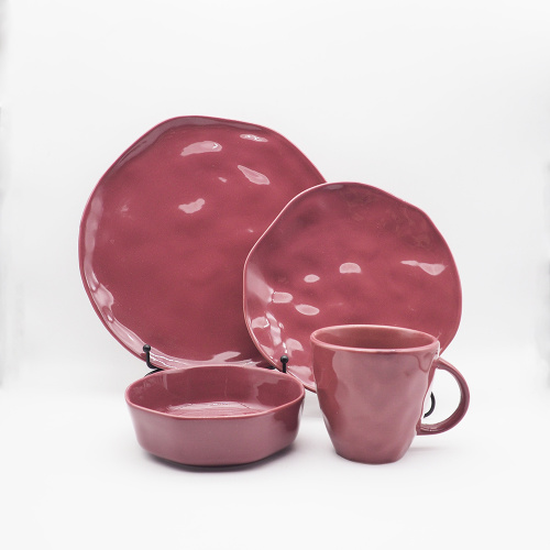Set di stoviglie in glassate in glassata rossa set di piatti in porcellana in ceramica da 20 pezzi