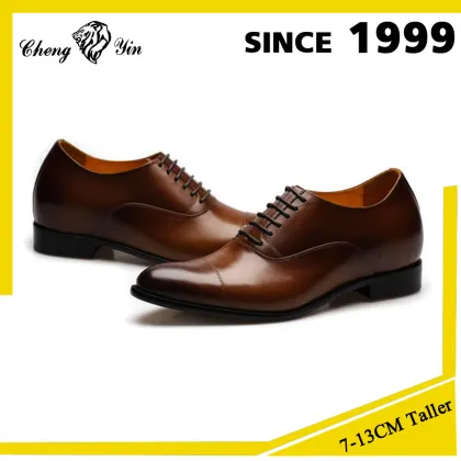 Cow leather elevator shoes design dress shoes