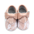 Đế mềm ren dễ thương Moccasins da trẻ em Bowknot