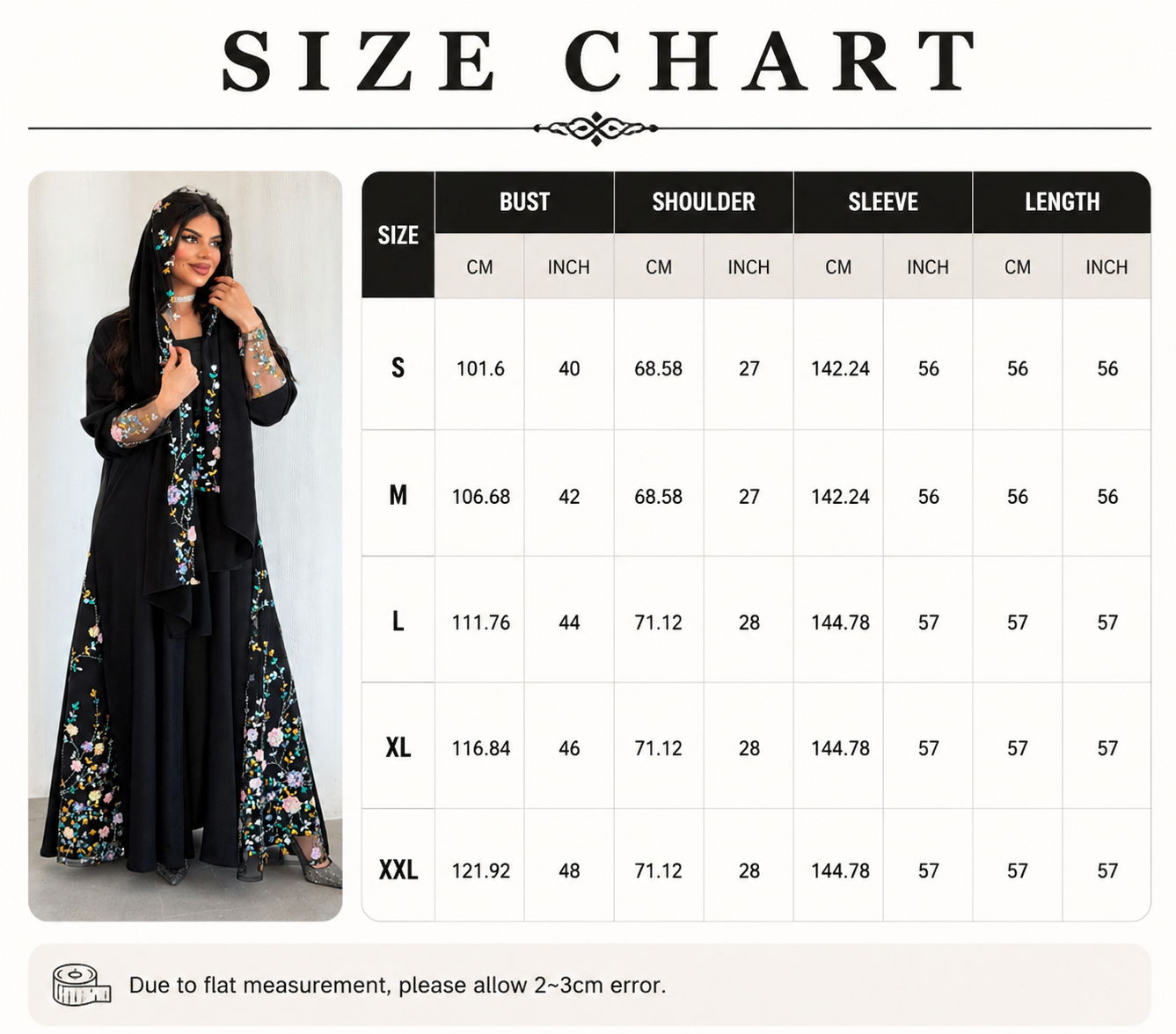Floral Embroidery Open Abaya with Headscarf