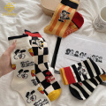 한국 버전 만화 강아지 대학 스타일 긴 양말