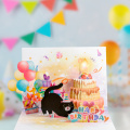 3D macska születésnapi világítás és zene kártya