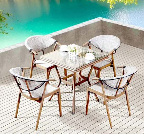 Hot Selling Outdoor Restaurant Coffee Chair Stackable Rattan Dining Chair Set