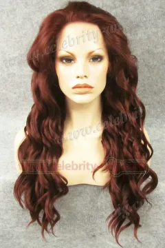Heidi Klum Supermodel Long Wavy Copper Synthetic Lace Front Wig
