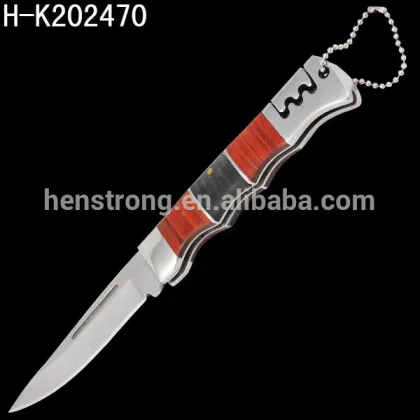 Key ring Wood handle Folding Knife Cold Steel Blade