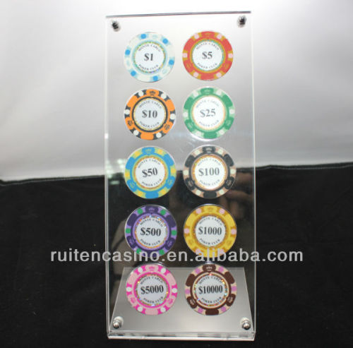 acrylic display board 10ct poker chip display