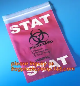 Zipper Locking Pouch, Biohazard Bags, PE Biohazard specimen zipper bag, kangaroo zipper bag