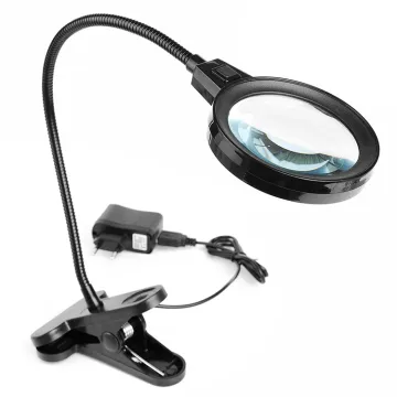 High-Quality Desktop Magnifying Glass Lamp with Clamp and 5x Optical Glass