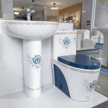 Modern Dark Blue Ceramic Toilet with Luxury Siphon