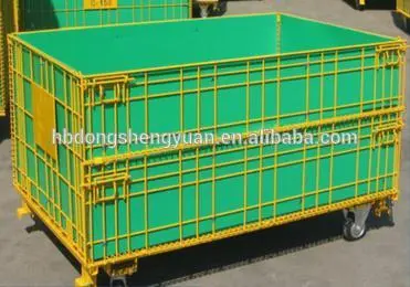 PVC coated industry foldable metal wire mesh storage cage